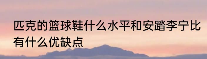 匹克的篮球鞋什么水平和安踏李宁比有什么优缺点