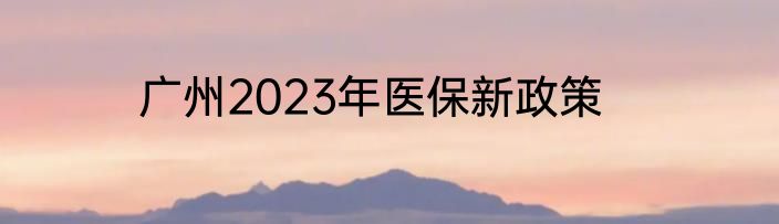 广州2023年医保新政策