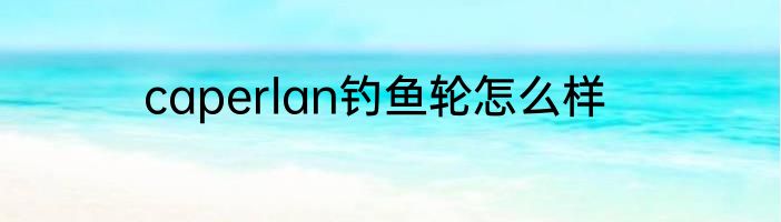 caperlan钓鱼轮怎么样