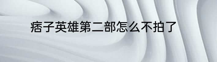 痞子英雄第二部怎么不拍了