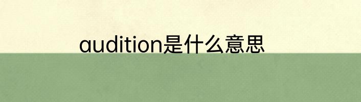 audition是什么意思