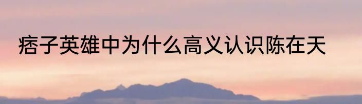 痞子英雄中为什么高义认识陈在天