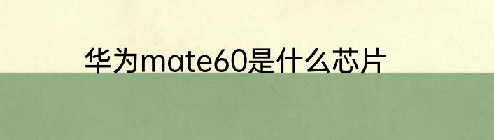 华为mate60是什么芯片
