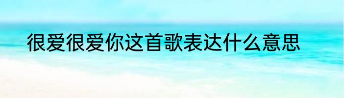 很爱很爱你这首歌表达什么意思