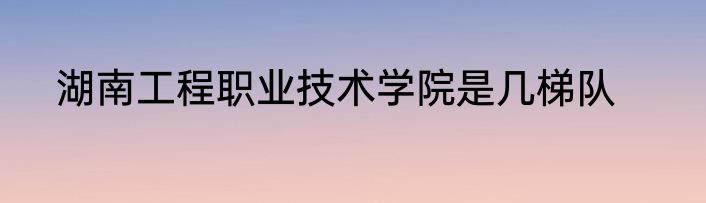 湖南工程职业技术学院是几梯队