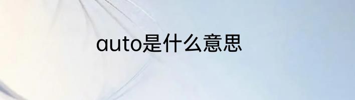 auto是什么意思