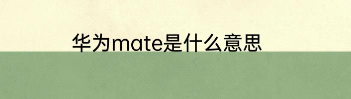 华为mate是什么意思
