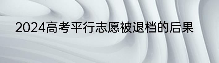 2024高考平行志愿被退档的后果