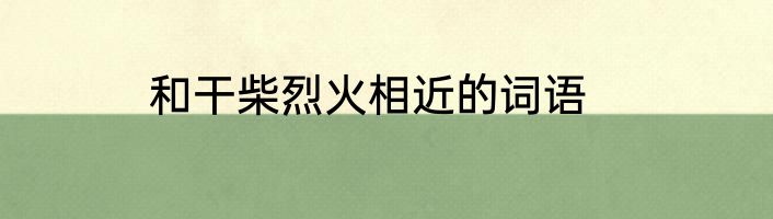 和干柴烈火相近的词语