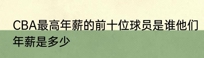 CBA最高年薪的前十位球员是谁他们年薪是多少