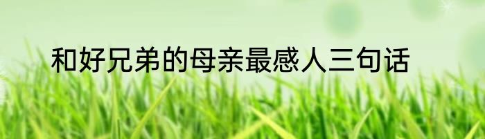 和好兄弟的母亲最感人三句话