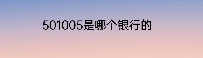 501005是哪个银行的