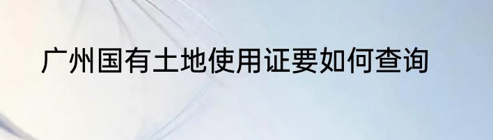 广州国有土地使用证要如何查询