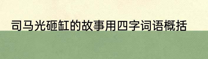 司马光砸缸的故事用四字词语概括