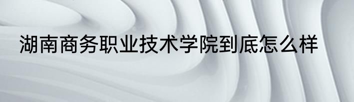 湖南商务职业技术学院到底怎么样