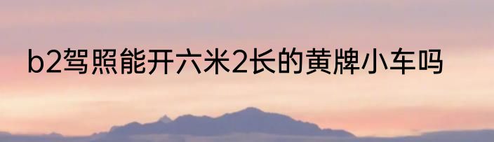 b2驾照能开六米2长的黄牌小车吗