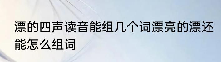 漂的四声读音能组几个词漂亮的漂还能怎么组词