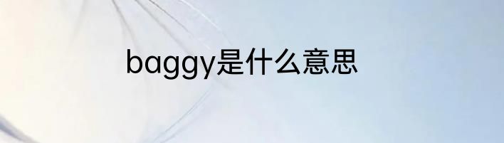 baggy是什么意思