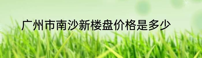 广州市南沙新楼盘价格是多少