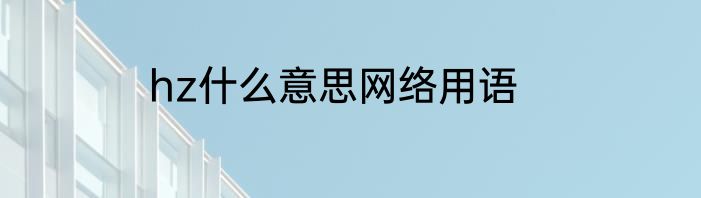 hz什么意思网络用语
