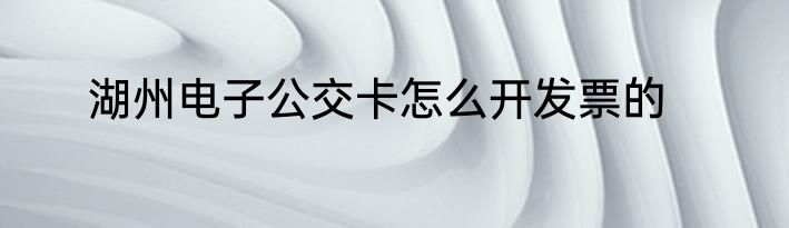 湖州电子公交卡怎么开发票的