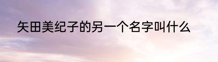 矢田美纪子的另一个名字叫什么