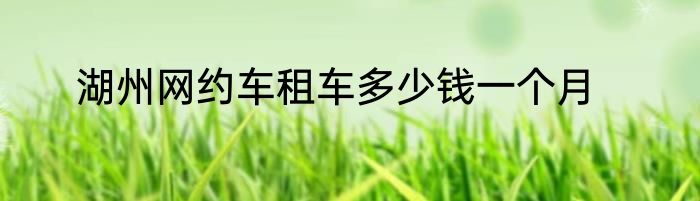 湖州网约车租车多少钱一个月