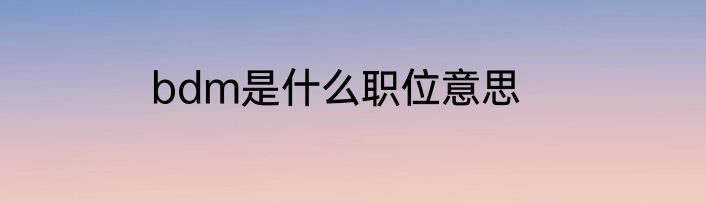 bdm是什么职位意思