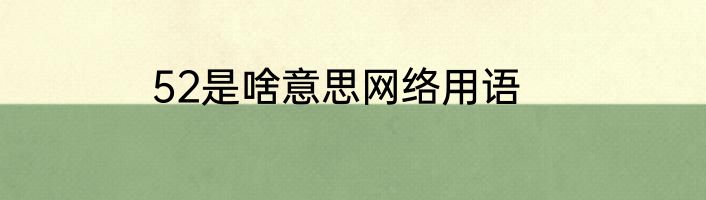 52是啥意思网络用语