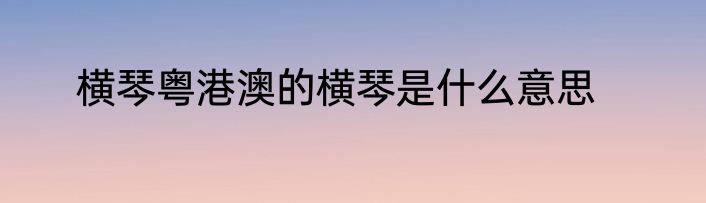 横琴粤港澳的横琴是什么意思