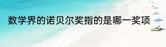 数学界的诺贝尔奖指的是哪一奖项