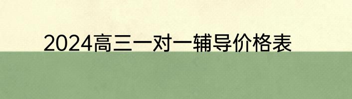 2024高三一对一辅导价格表