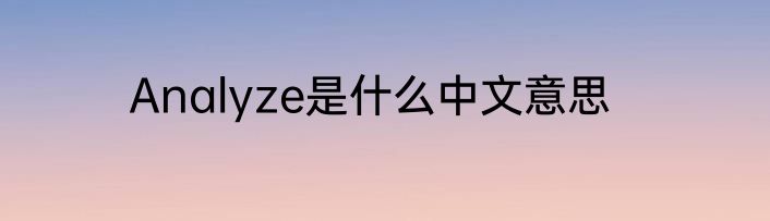 Analyze是什么中文意思