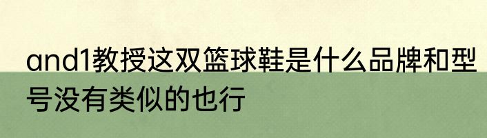 and1教授这双篮球鞋是什么品牌和型号没有类似的也行