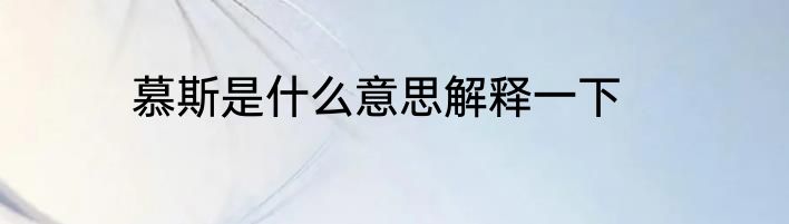 慕斯是什么意思解释一下