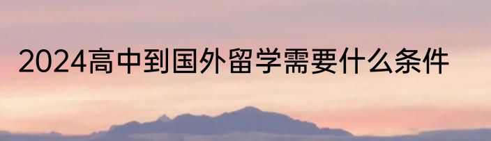 2024高中到国外留学需要什么条件