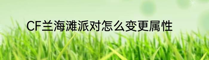 CF兰海滩派对怎么变更属性