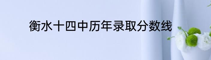 衡水十四中历年录取分数线