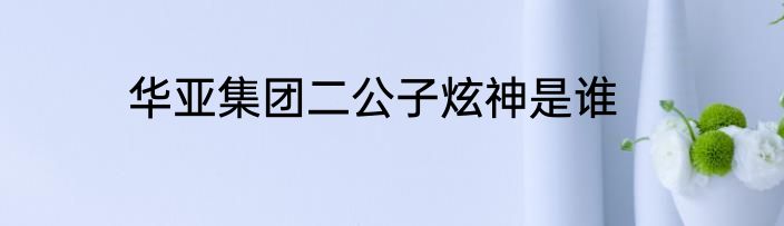 华亚集团二公子炫神是谁