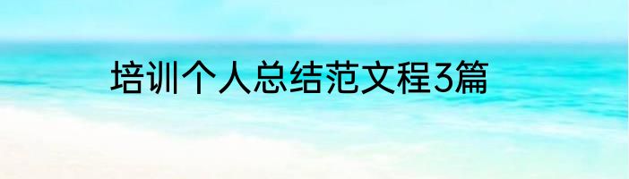 培训个人总结范文程3篇