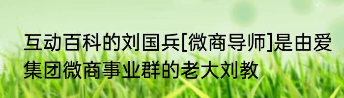 互动百科的刘国兵[微商导师]是由爱集团微商事业群的老大刘教