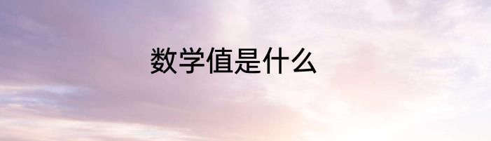 数学值是什么