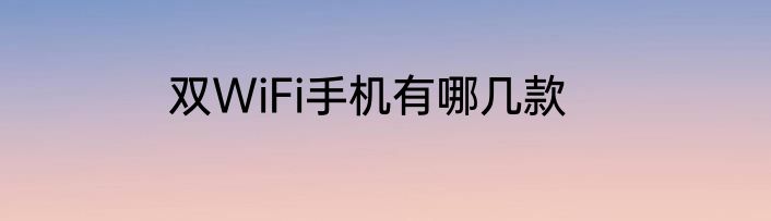 双WiFi手机有哪几款