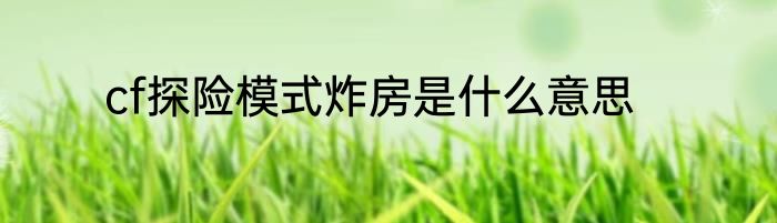 cf探险模式炸房是什么意思