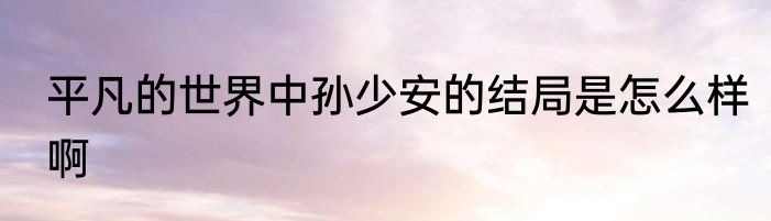 平凡的世界中孙少安的结局是怎么样啊
