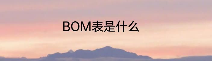 BOM表是什么