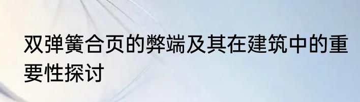 双弹簧合页的弊端及其在建筑中的重要性探讨