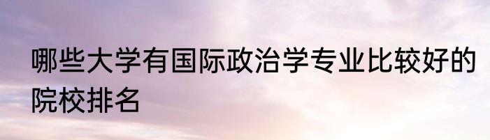 哪些大学有国际政治学专业比较好的院校排名