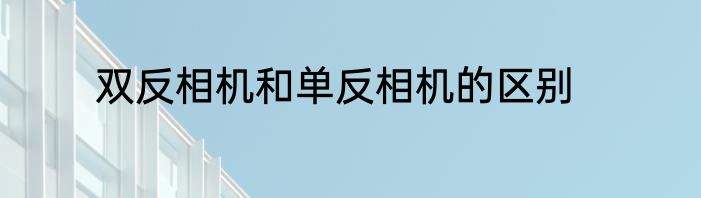 双反相机和单反相机的区别