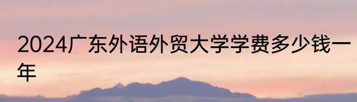 2024广东外语外贸大学学费多少钱一年